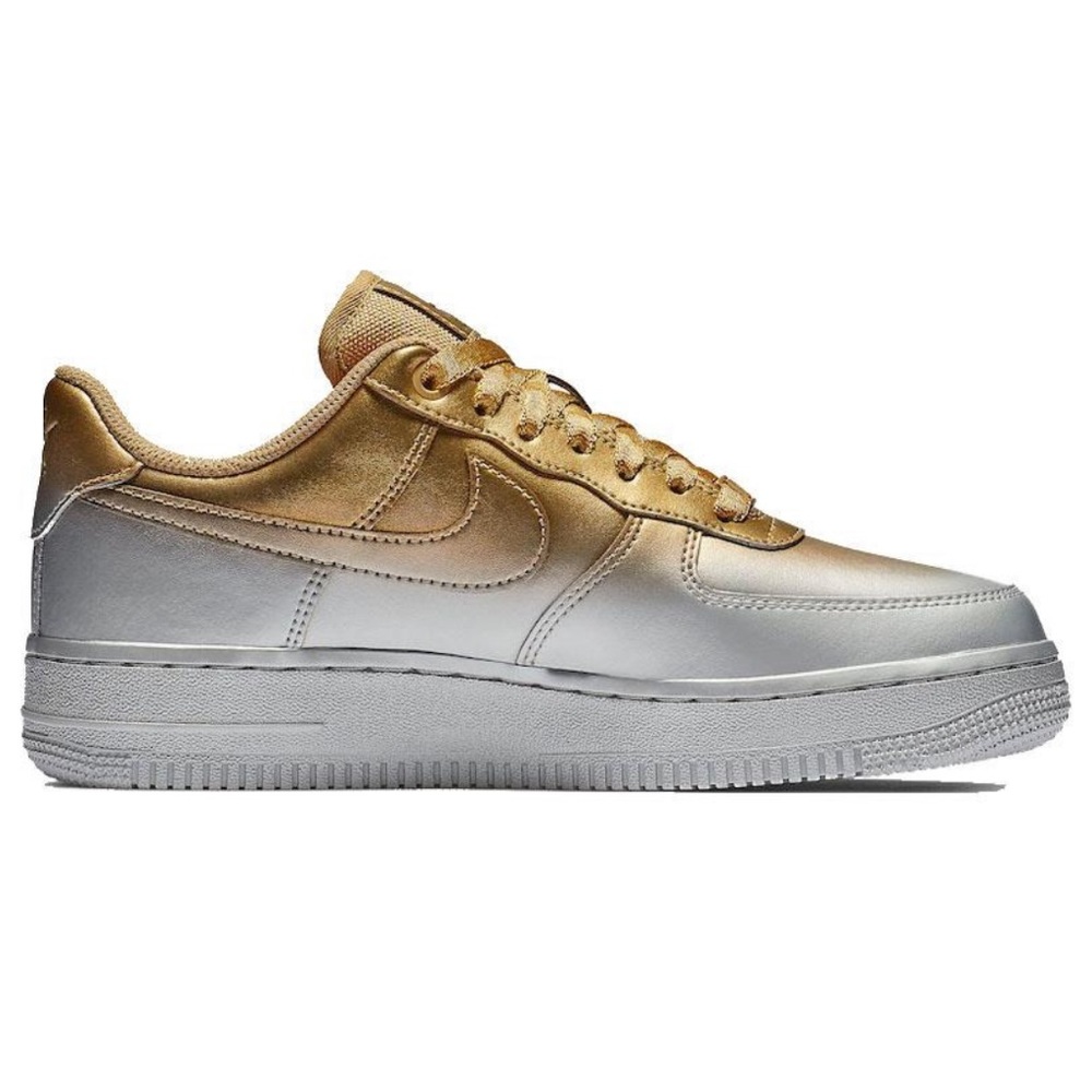 Nike Women’s Air Force 1 Metallic Gold/Silver - Picture 2 of 8